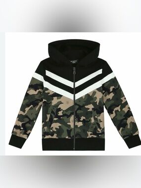 Neil Barrett Black, White & Green Camo Zip Hoodie